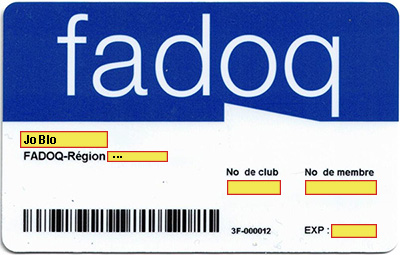 Carte de membre FADOQ